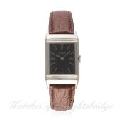 A RARE GENTLEMAN'S STAINLESS STEEL REVERSO STANDARD WRIST WATCH CIRCA 1931
D: Black dial with