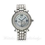 A LADIES MID SIZE STAINLESS STEEL & DIAMOND CHOPARD HAPPY SPORT BRACELET WATCH CIRCA 2006, REF. 8236