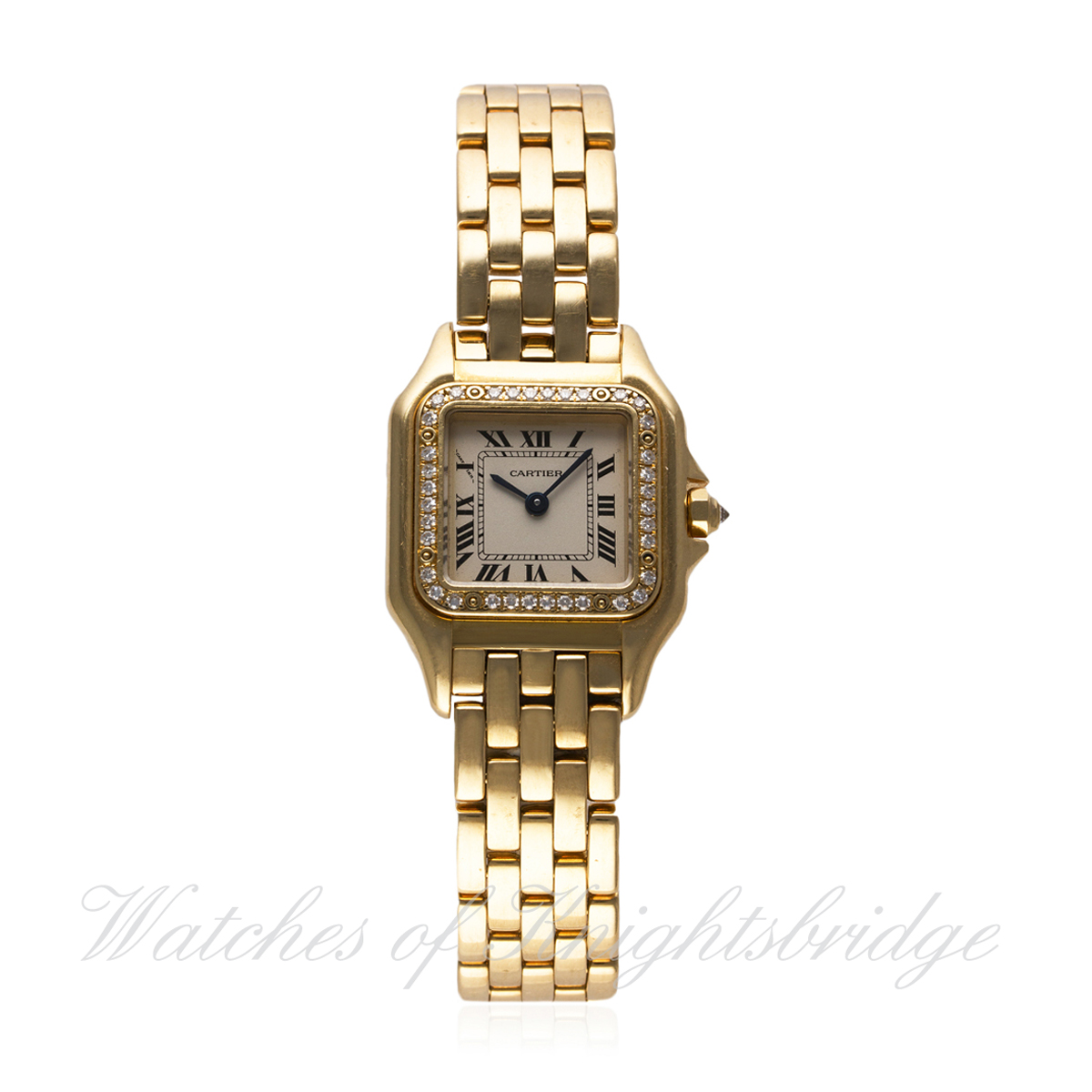 A FINE LADIES 18K SOLID GOLD & DIAMOND CARTIER PANTHERE BRACELET WATCH CIRCA 1990s, REF. 1280 2 WITH