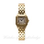 A FINE LADIES 18K SOLID GOLD & DIAMOND CARTIER PANTHERE BRACELET WATCH CIRCA 1990s, REF. 1280 2 WITH