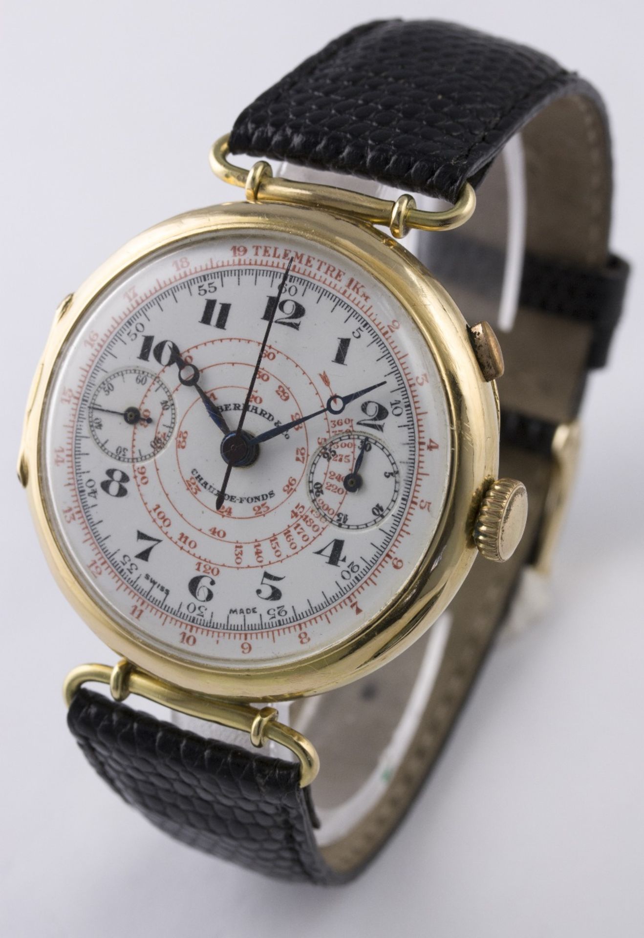 A GENTLEMAN'S 18K SOLID GOLD EBERHARD & CO SINGLE BUTTON CHRONOGRAPH WRIST WATCH CIRCA 1930s D: - Image 4 of 8