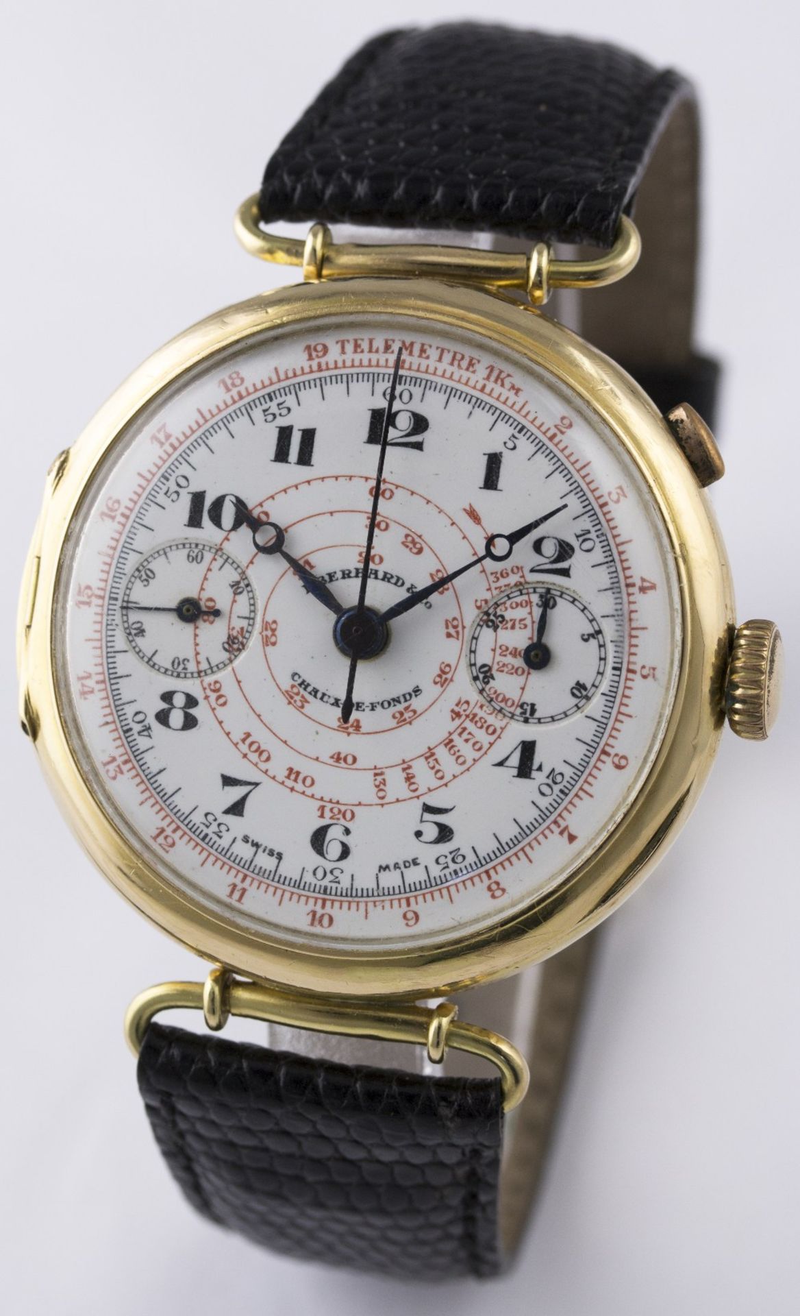 A GENTLEMAN'S 18K SOLID GOLD EBERHARD & CO SINGLE BUTTON CHRONOGRAPH WRIST WATCH CIRCA 1930s D: - Image 2 of 8