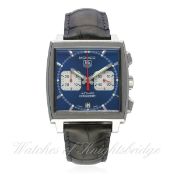 A GENTLEMAN'S STAINLESS STEEL TAG HEUER "STEVE MCQUEEN" MONACO AUTOMATIC CHRONOGRAPH WRIST WATCH