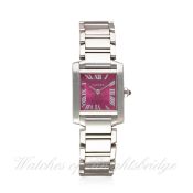 A LADIES STAINLESS STEEL CARTIER TANK FRANCAISE BRACELET WATCH CIRCA 2005, REF. 2384
D: Pink Cartier