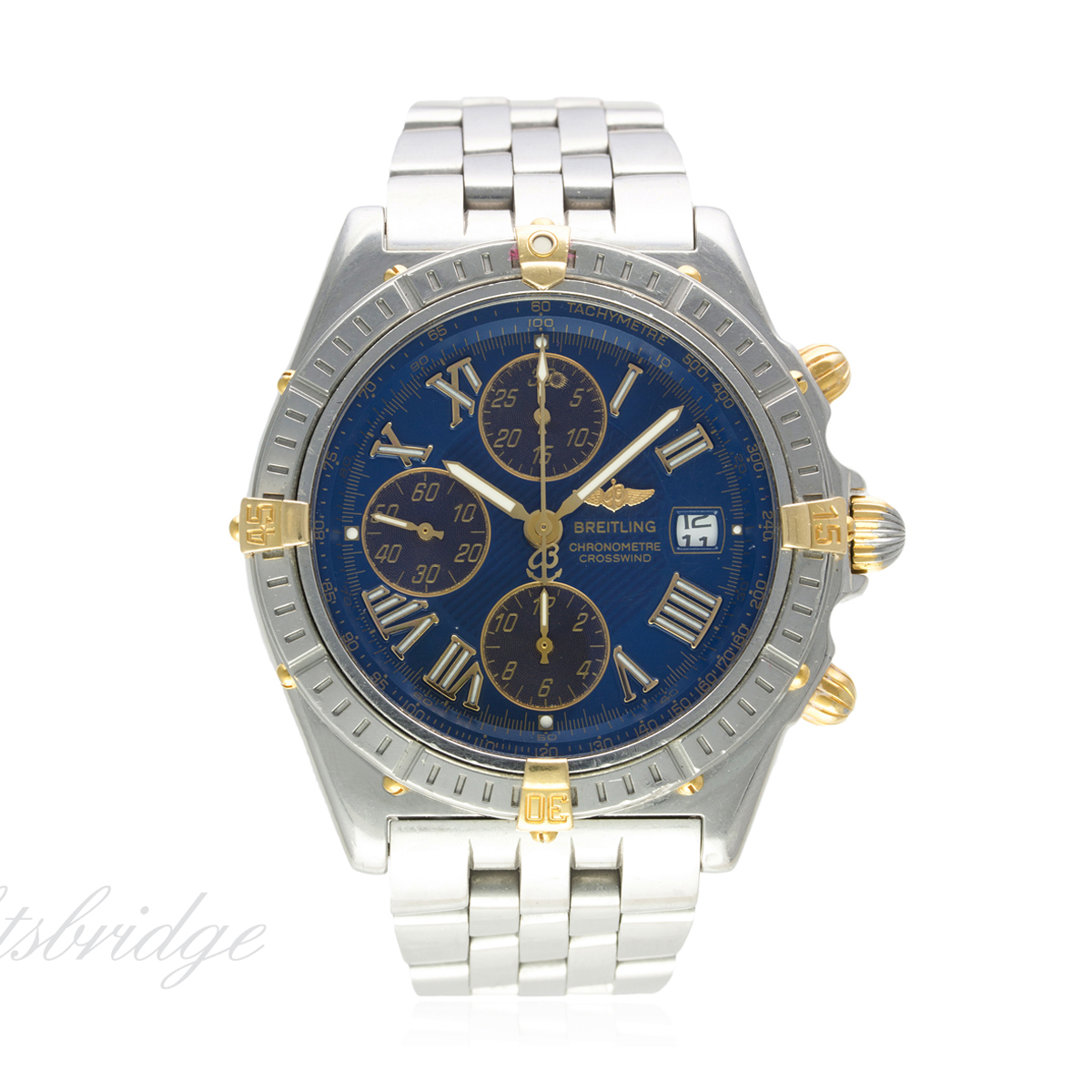 A GENTLEMAN'S STEEL & GOLD BREITLING CROSSWIND AUTOMATIC CHRONOGRAPH BRACELET WATCH DATED 2000, REF.