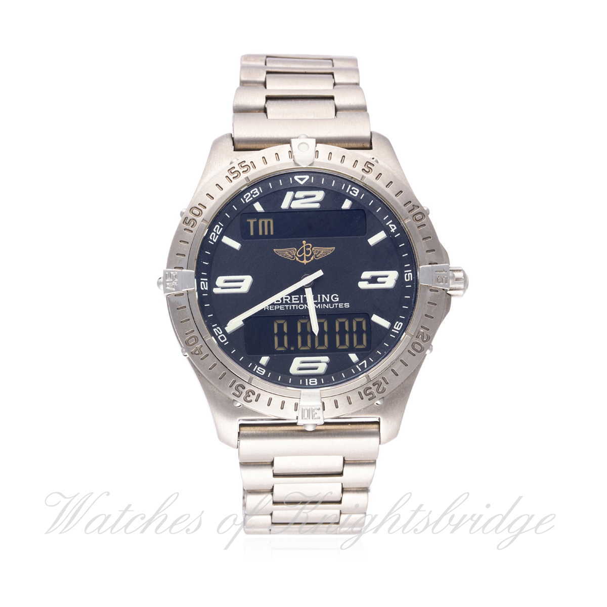 A GENTLEMAN'S TITANIUM BREITLING AEROSPACE REPETITION MINUTES BRACELET WATCH CIRCA 2000, REF. E65632