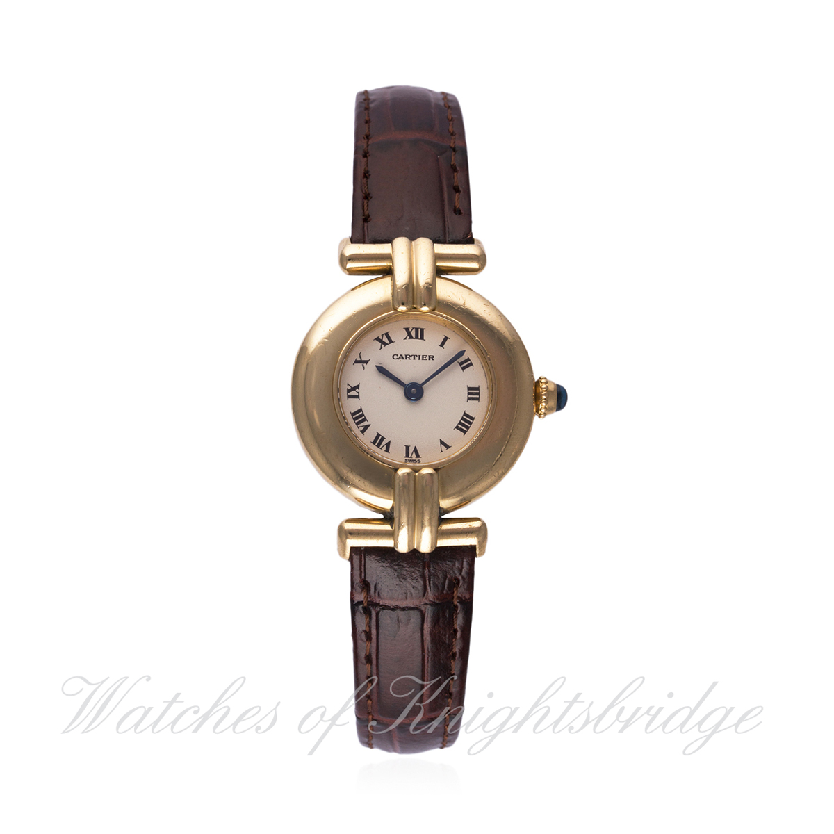 A LADIES 18K SOLID GOLD CARTIER WRIST WATCH CIRCA 1990s, REF. 1980 D: Silver dial with applied Roman