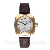 A GENTLEMAN'S 9CT SOLID GOLD ROLEX OYSTER ''CUSHION'' WRIST WATCH DATED 1939 FROM CASE BACK