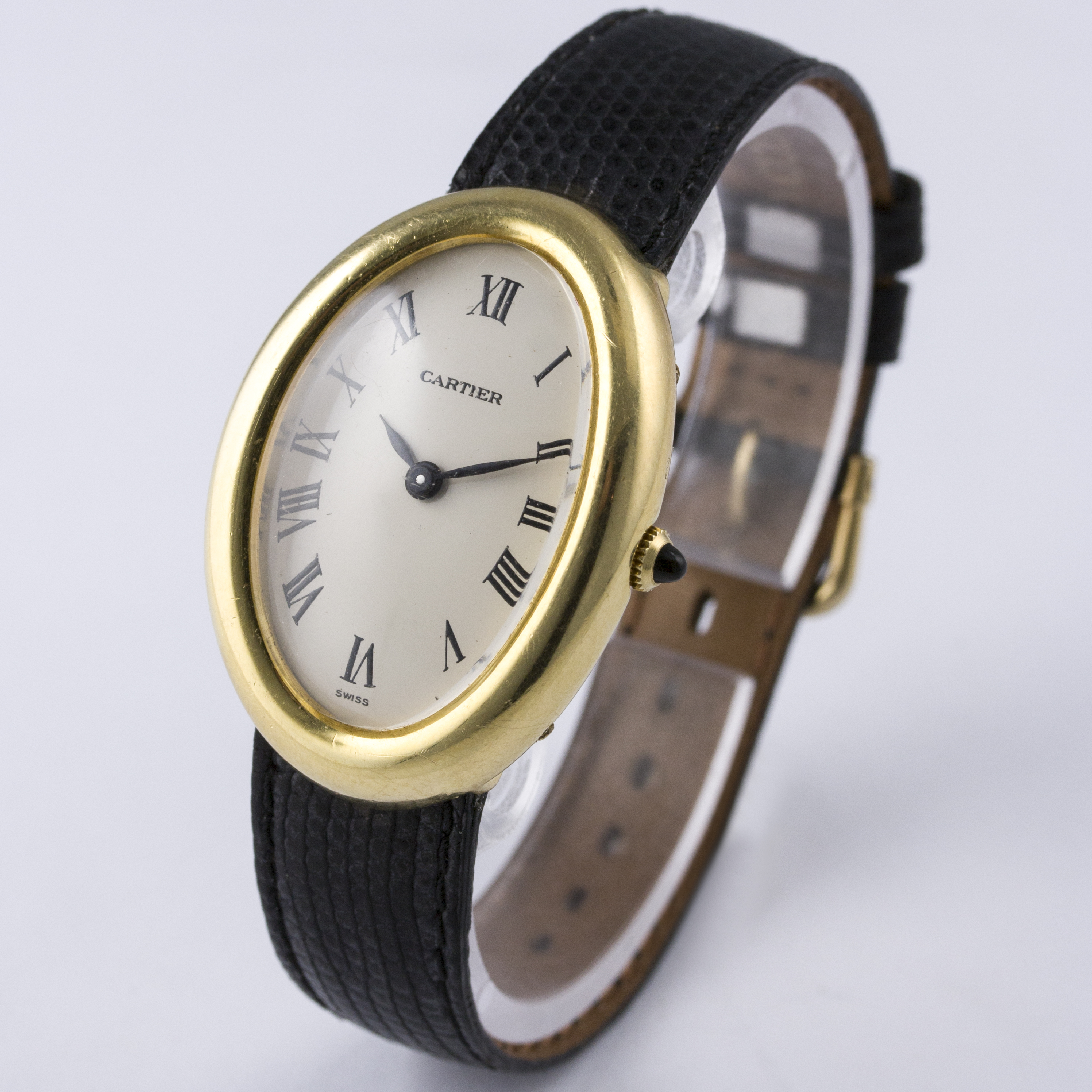 A LADIES LARGE SIZE 18K SOLD GOLD CARTIER BAIGNOIRE WRIST WATCH CIRCA 1970s, REF. 4048  D: Silver - Image 3 of 5