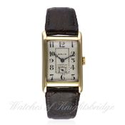 A RARE GENTLEMAN'S 18K SOLID GOLD RECTANGULAR ROLEX CHRONOMETER WRIST WATCH CIRCA 1930s D: Silver