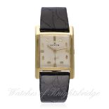 A GENTLEMAN'S 18K SOLID GOLD ZENITH WRIST WATCH CIRCA 1950s D: Silver dial with gilt faceted batons,