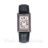 A GENTLEMAN'S STAINLESS STEEL CARTIER TANK BASCULANTE "JUMBO" WRIST WATCH CIRCA 2000s, REF. 2390