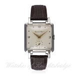 A GENTLEMAN'S STAINLESS STEEL IWC WRIST WATCH CIRCA 1950 D: Silver dial with gilt dot hour markers &