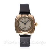 A GENTLEMAN'S 9CT SOLID GOLD ROLEX OYSTER ''CUSHION'' WRIST WATCH DATED 1938 FROM CASE BACK