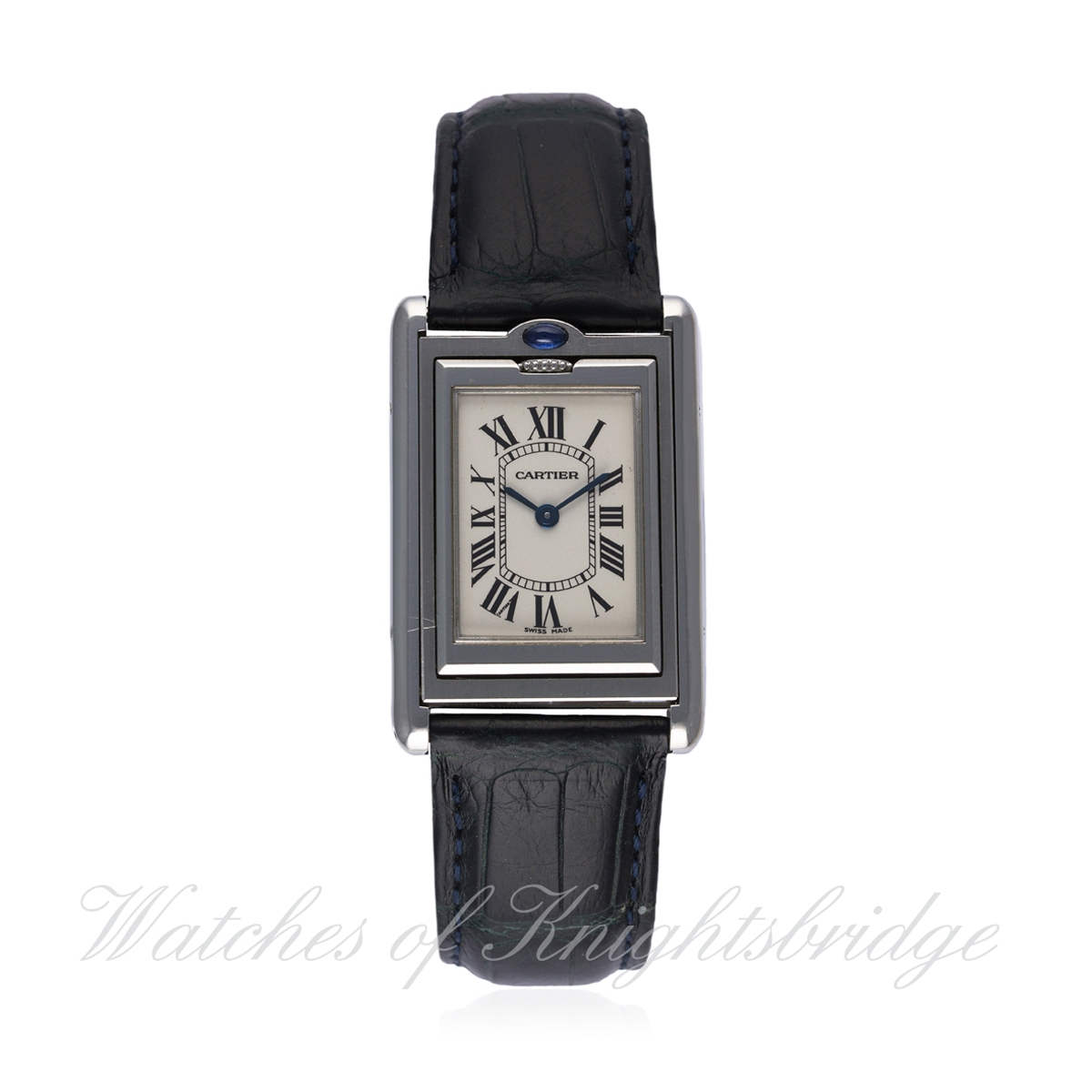 A MID SIZE STAINLESS STEEL CARTIER TANK BASCULANTE WRIST WATCH CIRCA 2002, REF. 2405
D: Silver