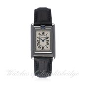 A MID SIZE STAINLESS STEEL CARTIER TANK BASCULANTE WRIST WATCH CIRCA 2002, REF. 2405
D: Silver