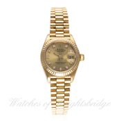 A FINE LADIES 18K SOLID GOLD ROLEX OYSTER PERPETUAL DATEJUST BRACELET WATCH CIRCA 1991, REF. 69178