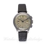 A GENTLEMAN`S STAINLESS STEEL LONGINES 13ZN FLY BACK CHRONOGRAPH WRIST WATCH CIRCA 1937, RETAILED BY