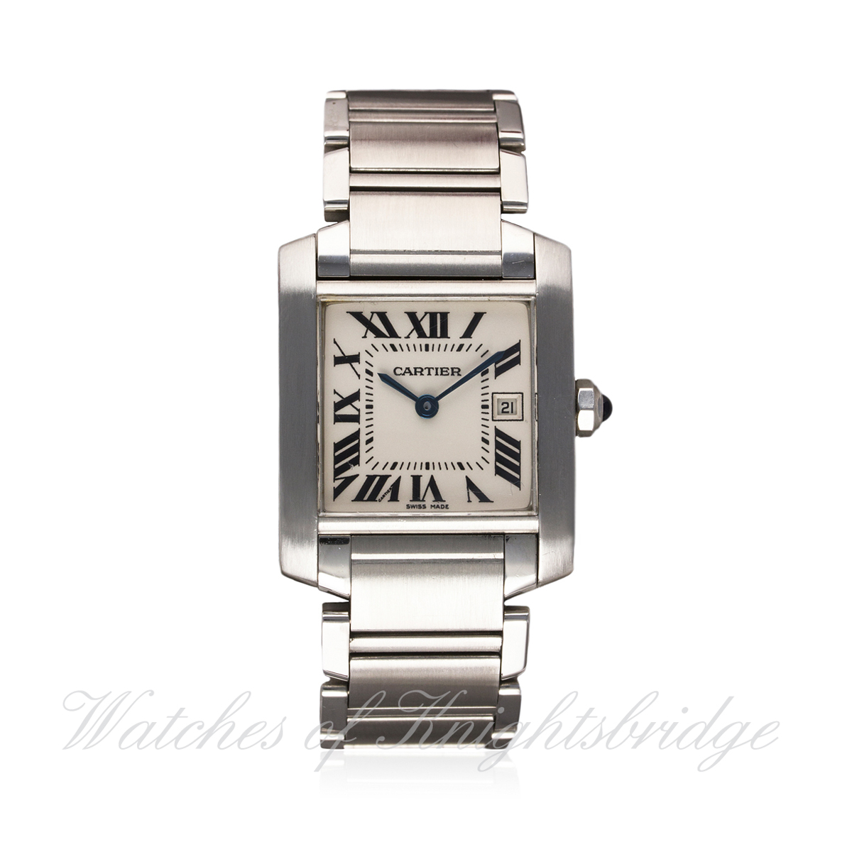 A MID SIZE STAINLESS STEEL CARTIER TANK FRANCAISE BRACELET WATCH CIRCA 2000s, REF. 2465 D: Silver