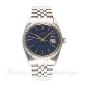 A GENTLEMAN'S STAINLESS STEEL ROLEX OYSTER PERPETUAL DATEJUST BRACELET WATCH DATED 1983, REF.