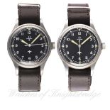 TWO GENTLEMAN'S STAINLESS STEEL BRITISH MILITARY RAF OMEGA PILOTS WRIST WATCHES DATED 1953, REF.