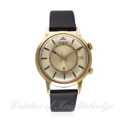 A RARE GENTLEMAN'S 18K SOLID GOLD JAEGER LECOULTRE MEMOVOX AUTOMATIC ALARM WRIST WATCH CIRCA 1960s