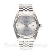 A GENTLEMAN'S STEEL & WHITE GOLD ROLEX OYSTER PERPETUAL DATEJUST BRACELET WATCH CIRCA 1981, REF.