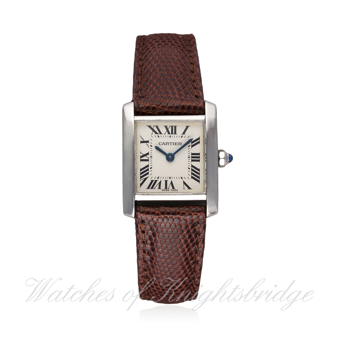 A LADIES STAINLESS STEEL CARTIER TANK FRANCAISE WRIST WATCH CIRCA 2000, REF. 2384 D: Silver dial