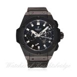 A GENTLEMAN'S CERAMIC HUBLOT KING POWER BLACK MAGIC SPLIT SECONDS CHRONOGRAPH WRIST WATCH CIRCA