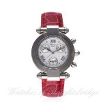 A LADIES STAINLESS STEEL CHOPARD IMPERIALE CHRONOGRAPH WRIST WATCH CIRCA 2000, REF. 8378 D: Silver