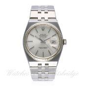 A GENTLEMAN'S STAINLESS STEEL & WHITE GOLD ROLEX OYSTERQUARTZ DATEJUST BRACELET WATCH CIRCA 1980,