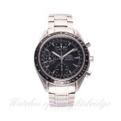 A GENTLEMAN'S STAINLESS STEEL OMEGA SPEEDMASTER AUTOMATIC TRIPLE CALENDAR CHRONOGRAPH BRACELET WATCH