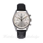 A GENTLEMAN`S STAINLESS STEEL HEUER CARRERA CHRONOGRAPH WRIST WATCH CIRCA 1960s REF. 3647 D: