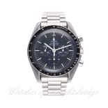 A GENTLEMAN'S STAINLESS STEEL OMEGA SPEEDMASTER PROFESSIONAL CHRONOGRAPH BRACELET WATCH CIRCA