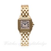 A LADIES 18K SOLID GOLD CARTIER PANTHERE BRACELET WATCH CIRCA 1990s, REF. 1070 D: Silver dial with