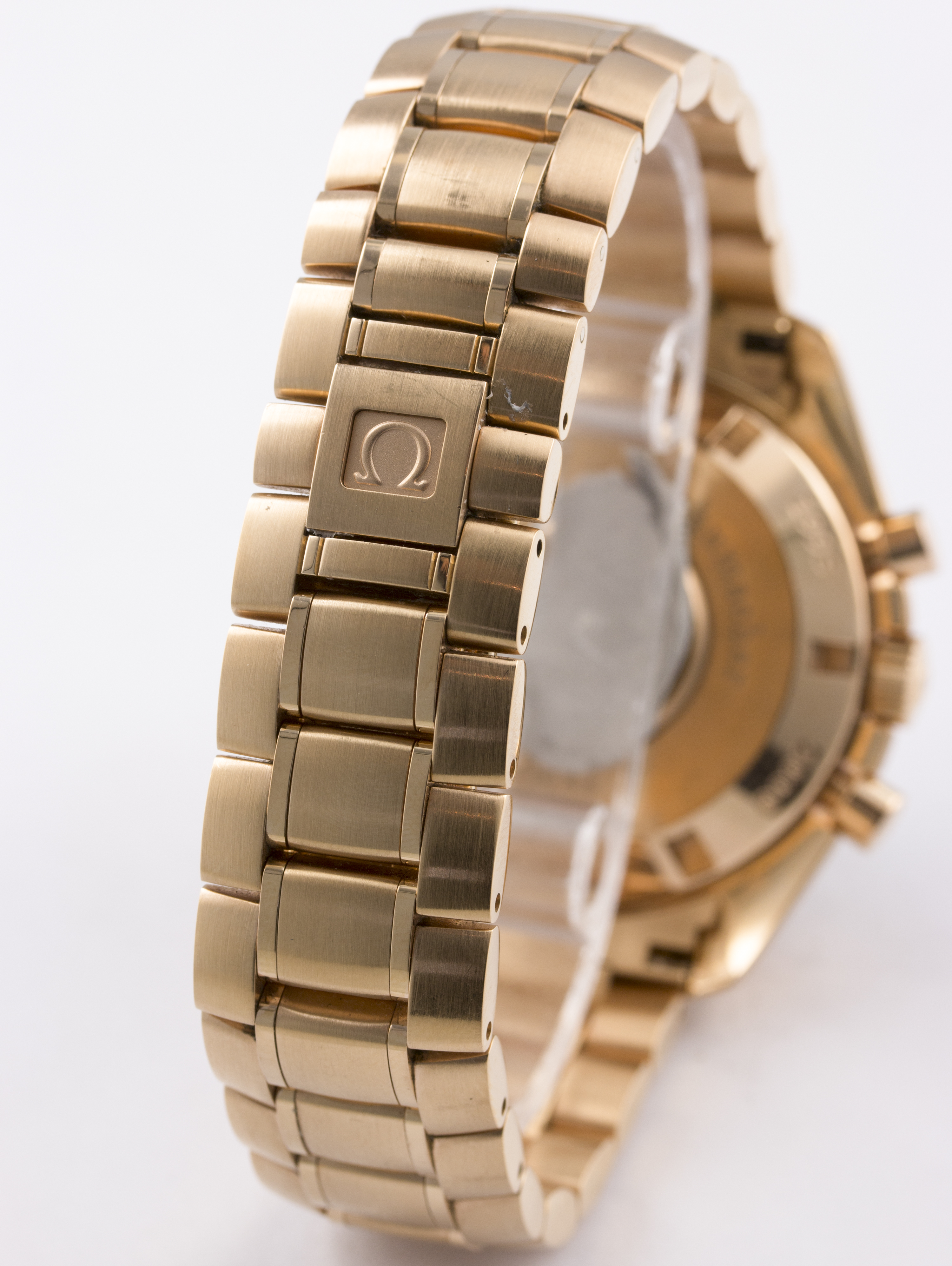 A FINE & RARE GENTLEMAN'S 18K ROSE GOLD OMEGA SPEEDMASTER AUTOMATIC CHRONOGRAPH BRACELET WATCH DATED - Image 7 of 8