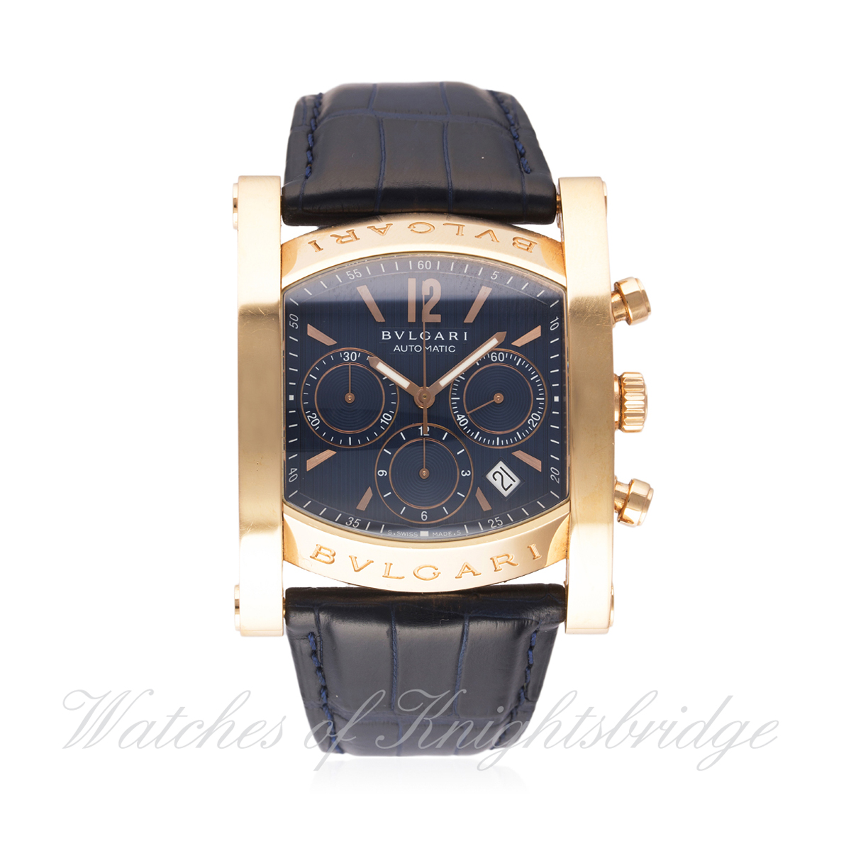 A GENTLEMAN'S 18K SOLID PINK GOLD BULGARI ASSIOMA CHRONOGRAPH WRIST WATCH CIRCA 2007, REF. AA P 48 G