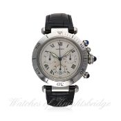 A GENTLEMAN'S STAINLESS STEEL CARTIER PASHA CHRONOGRAPH WRIST WATCH CIRCA 2000s, REF. 1050 1 D: