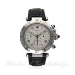 A GENTLEMAN'S STAINLESS STEEL CARTIER PASHA CHRONOGRAPH WRIST WATCH CIRCA 2000s, REF. 1050 1 D: