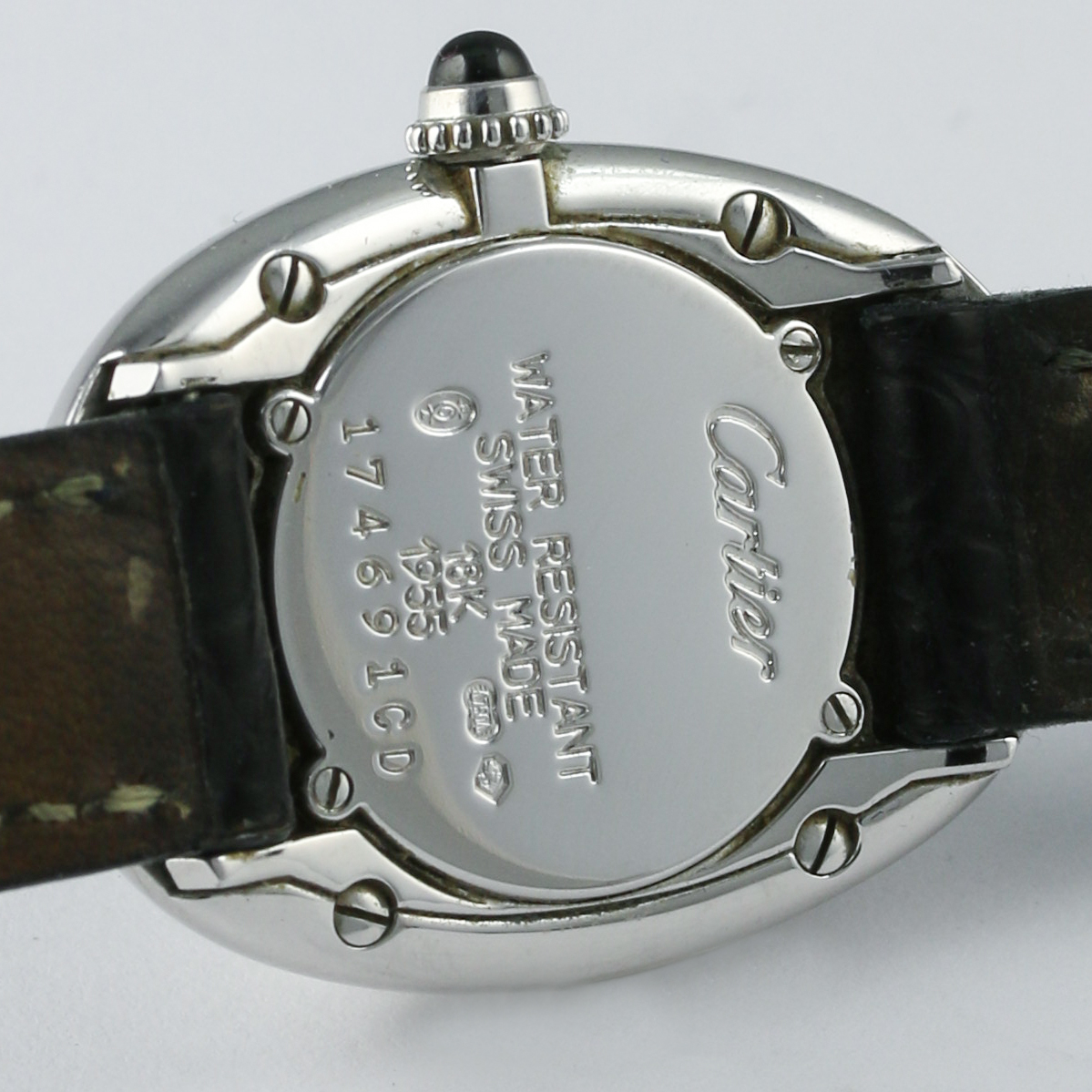 A LADIES 18K SOLID WHITE GOLD CARTIER BAIGNOIRE WRIST WATCH CIRCA 1990s, REF.1955  D: Silver dial - Image 6 of 6