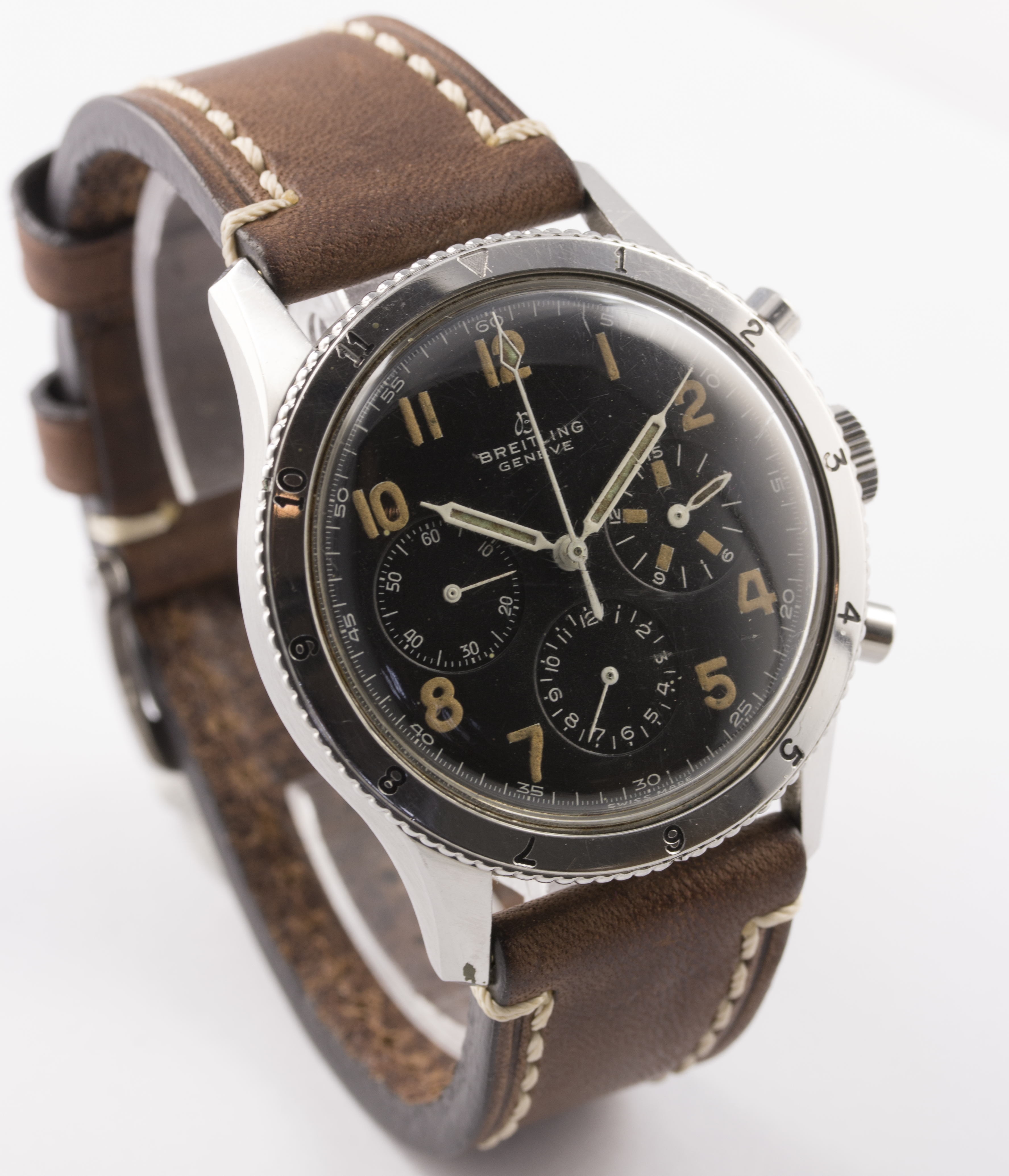 A RARE GENTLEMAN'S STAINLESS STEEL BREITLING AVI CHRONOGRAPH WRIST WATCH CIRCA 1950s, REF. 765 FIRST - Image 6 of 9