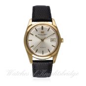 A GENTLEMAN'S LARGE SIZE 18K SOLID GOLD IWC AUTOMATIC WRIST WATCH DATED 1976, PRESENTED TO MARKS &