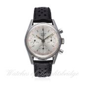 A RARE GENTLEMAN'S STAINLESS STEEL HEUER CARRERA CHRONOGRAPH WRIST WATCH CIRCA 1960s, REF. 2447T