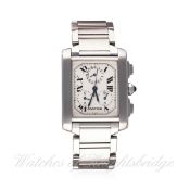 A GENTLEMAN'S STAINLESS STEEL CARTIER TANK FRANCAISE CHRONOGRAPH BRACELET WATCH CIRCA 2004, REF.