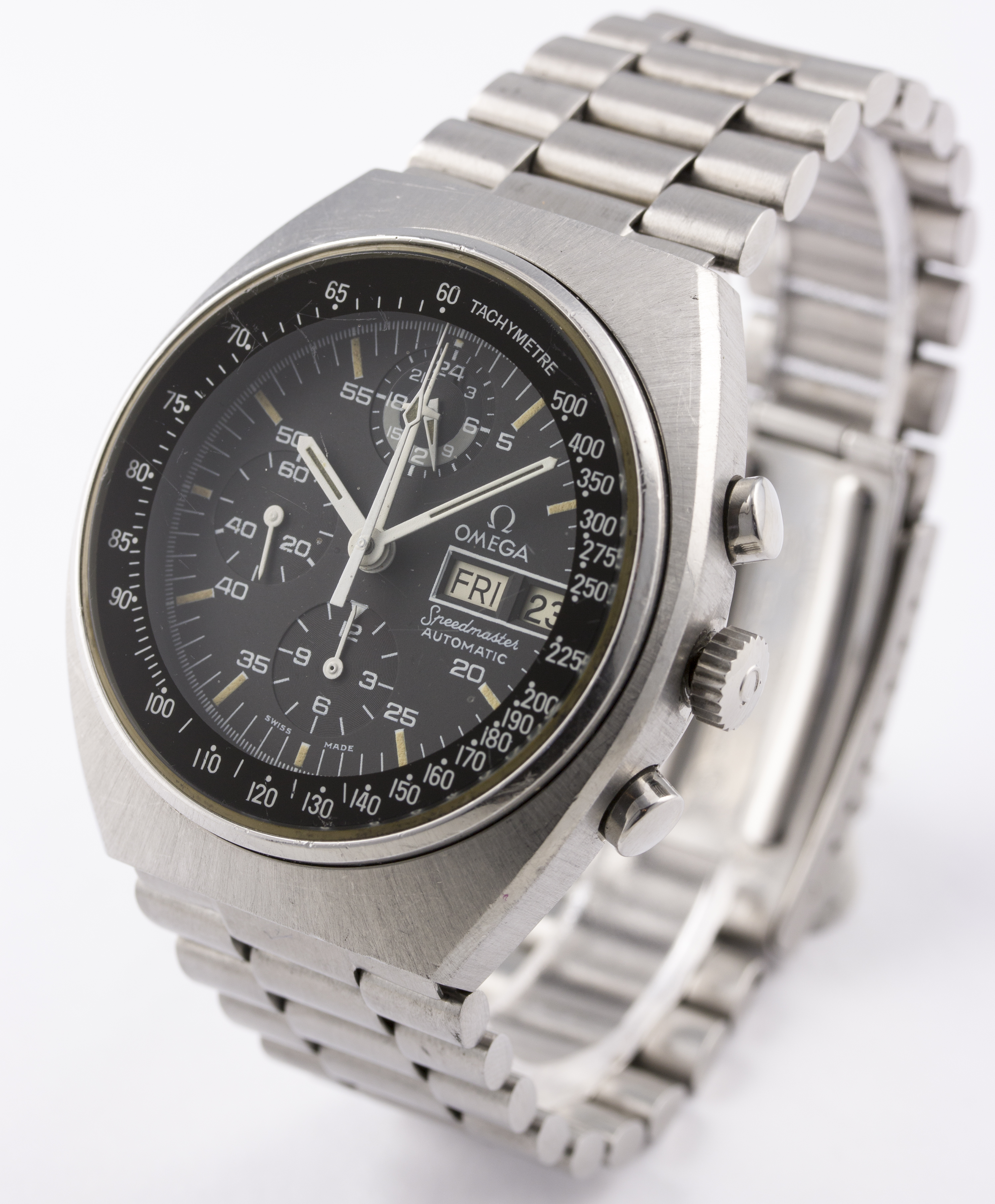 A GENTLEMAN'S STAINLESS STEEL OMEGA SPEEDMASTER MARK 4.5 AUTOMATIC CHRONOGRAPH BRACELET WATCH - Image 4 of 9