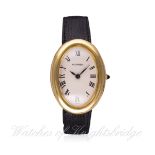 A LADIES LARGE SIZE 18K SOLD GOLD CARTIER BAIGNOIRE WRIST WATCH CIRCA 1970s, REF. 4048  D: Silver