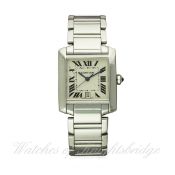 A RARE GENTLEMAN`S 18K SOLID WHITE GOLD CARTIER TANK FRANCAISE BRACELET WATCH CIRCA 2000s, REF. 2366