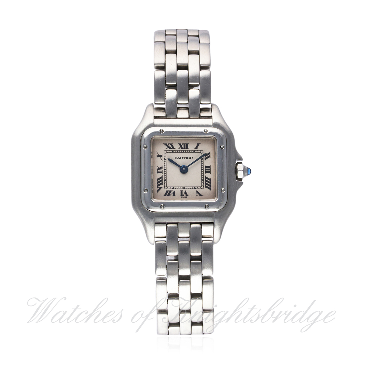 A FINE LADIES STAINLESS STEEL CARTIER PANTHERE BRACELET WATCH CIRCA 1990s, REF. 1320 D: Silver