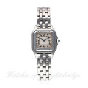 A FINE LADIES STAINLESS STEEL CARTIER PANTHERE BRACELET WATCH CIRCA 1990s, REF. 1320 D: Silver