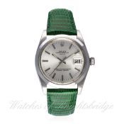 A GENTLEMAN'S STAINLESS STEEL ROLEX OYSTER PERPETUAL DATE WRIST WATCH CIRCA 1972, REF.1500 D: Silver